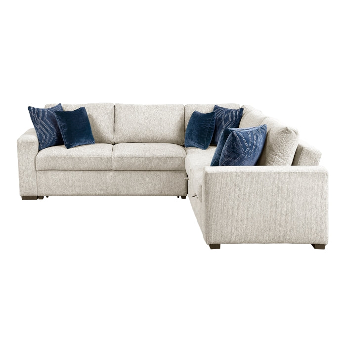 Homelegance - Isla 3 Piece Sectional with Pull-out Bed in Beige - 8548BE*42ACLCR2AA - GreatFurnitureDeal