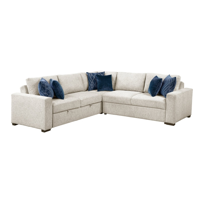 Homelegance - Isla 3 Piece Sectional with Pull-out Bed in Beige - 8548BE*42ACLCR2AA - GreatFurnitureDeal