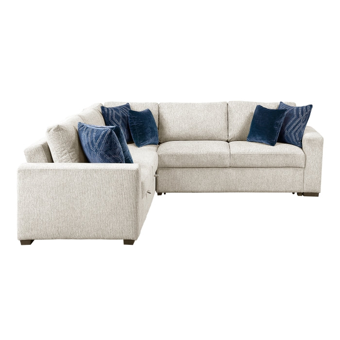Homelegance - Isla 3 Piece Sectional with Pull-out Bed in Beige - 8548BE*42ACLCR2AA - GreatFurnitureDeal