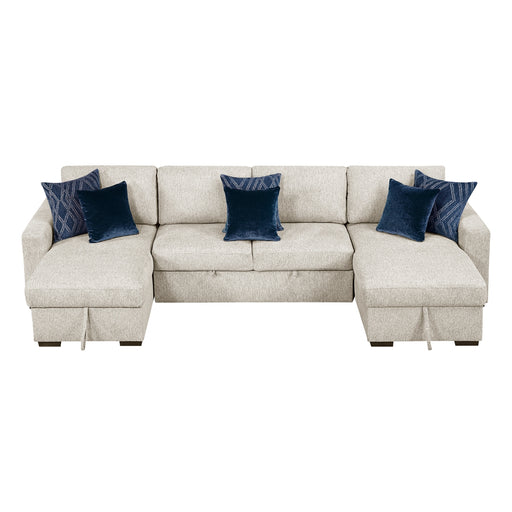 Homelegance - Isla 3 Piece Sectional with Reversible Chaises, Pull-out Bed and Hidden Storage, Click Motion Back in Beige - 8548BE*42VC2ACLA - GreatFurnitureDeal
