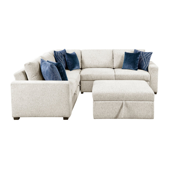 Homelegance - Isla 4 Piece Sectional with Pull-out Bed and Ottoman in Beige - 8548BE*52ACLCR2AAOT - GreatFurnitureDeal