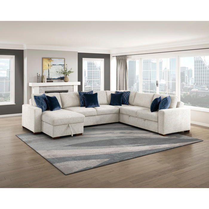 Homelegance - Isla 4 Piece Sectional with Reversible Chaise, Pull-out Bed and Hidden Storage in Beige - 8548BE*5VC2ACR2ACLA - GreatFurnitureDeal