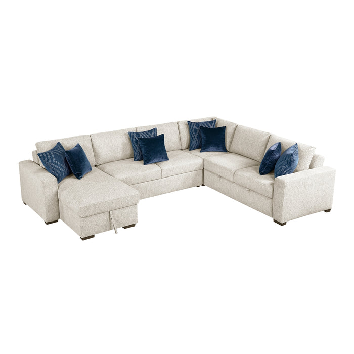 Homelegance - Isla 4 Piece Sectional with Reversible Chaise, Pull-out Bed and Hidden Storage in Beige - 8548BE*5VC2ACR2ACLA - GreatFurnitureDeal