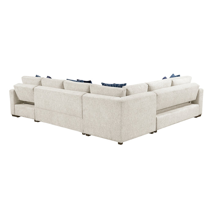 Homelegance - Isla 4 Piece Sectional with Reversible Chaise, Pull-out Bed and Hidden Storage in Beige - 8548BE*5VC2ACR2ACLA - GreatFurnitureDeal