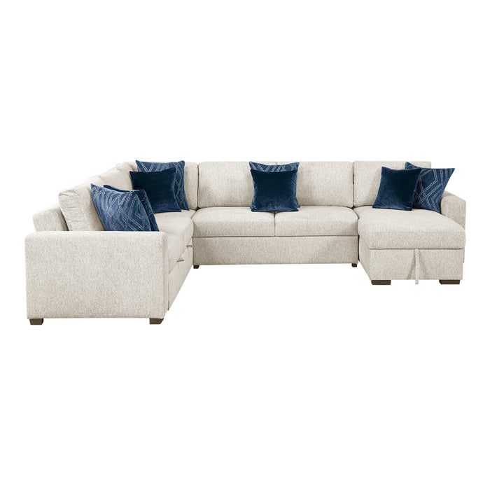 Homelegance - Isla 4 Piece Sectional with Reversible Chaise, Pull-out Bed and Hidden Storage in Beige - 8548BE*5VC2ACR2ACLA - GreatFurnitureDeal