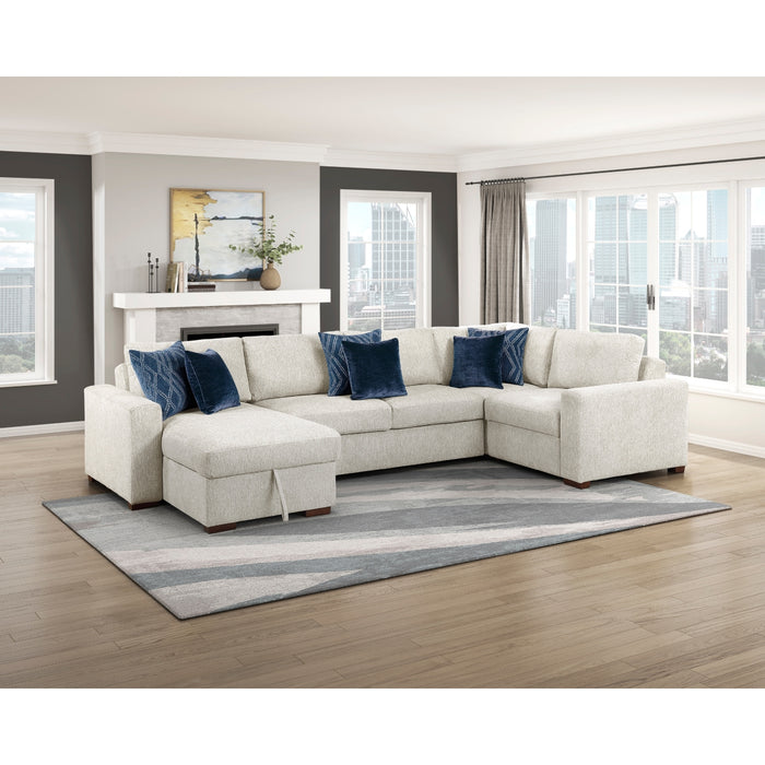Homelegance - Isla 4 Piece Sectional with Convertible and Reversible Chaise, Hidden Storage, Click Motion Back in Beige - 8548BE*5VC2ACRACA - GreatFurnitureDeal