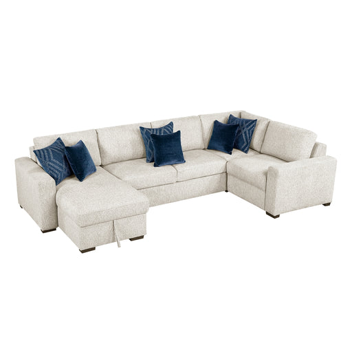 Homelegance - Isla 4 Piece Sectional with Convertible and Reversible Chaise, Hidden Storage, Click Motion Back in Beige - 8548BE*5VC2ACRACA - GreatFurnitureDeal