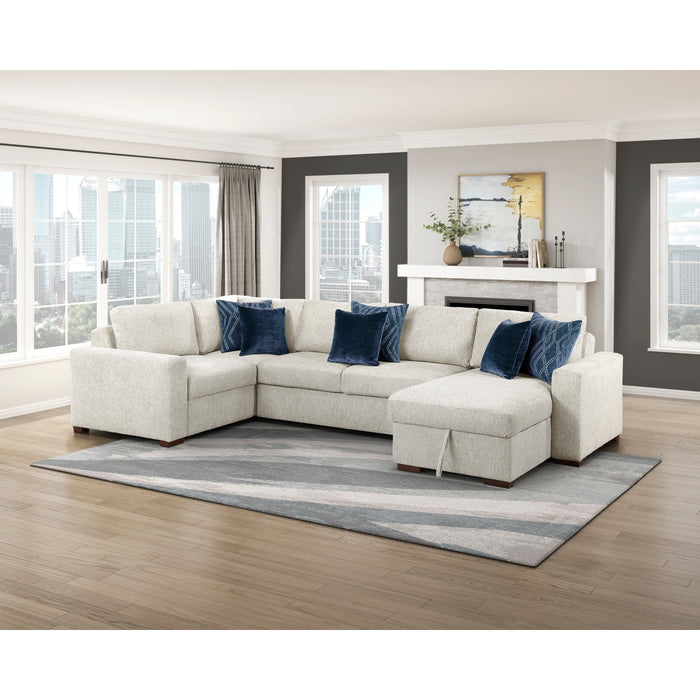 Homelegance - Isla 4 Piece Sectional with Convertible and Reversible Chaise, Hidden Storage, Click Motion Back in Beige - 8548BE*5VC2ACRACA - GreatFurnitureDeal