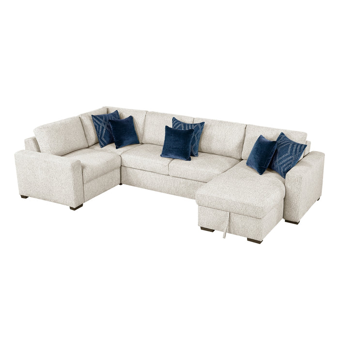 Homelegance - Isla 4 Piece Sectional with Convertible and Reversible Chaise, Hidden Storage, Click Motion Back in Beige - 8548BE*5VC2ACRACA - GreatFurnitureDeal
