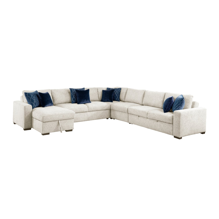 Homelegance - Isla 5 Piece Sectional with Reversible Chaise, Pull-out Bed and Hidden Storage in Beige - 8548BE*6VC2ACR2ACLACA - GreatFurnitureDeal