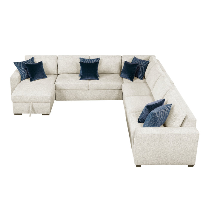 Homelegance - Isla 5 Piece Sectional with Reversible Chaise, Pull-out Bed and Hidden Storage in Beige - 8548BE*6VC2ACR2ACLACA - GreatFurnitureDeal