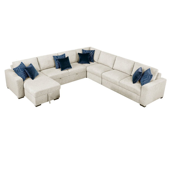 Homelegance - Isla 5 Piece Sectional with Reversible Chaise, Pull-out Bed and Hidden Storage in Beige - 8548BE*6VC2ACR2ACLACA - GreatFurnitureDeal