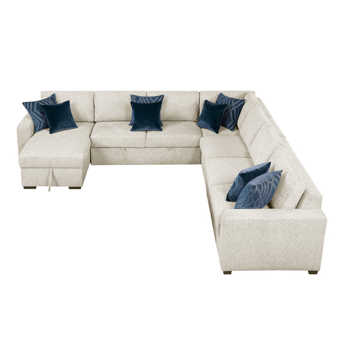 Homelegance - Isla 5 Piece Sectional with Reversible Chaise, Pull-out Bed and Hidden Storage in Beige - 8548BE*6VC2ACR2ACLACA - GreatFurnitureDeal