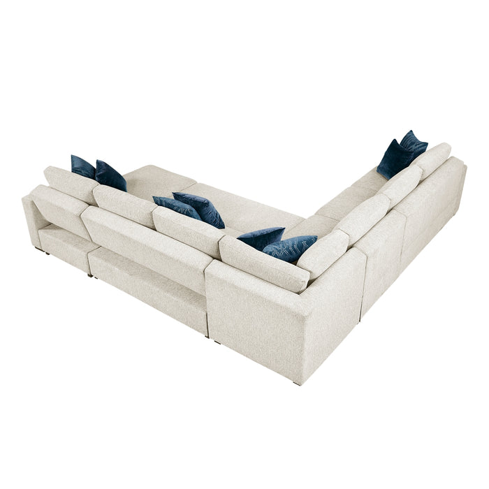 Homelegance - Isla 5 Piece Sectional with Reversible Chaise, Pull-out Bed and Hidden Storage in Beige - 8548BE*6VC2ACR2ACLACA - GreatFurnitureDeal