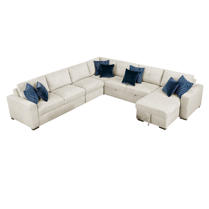 Homelegance - Isla 5 Piece Sectional with Reversible Chaise, Pull-out Bed and Hidden Storage in Beige - 8548BE*6VC2ACR2ACLACA - GreatFurnitureDeal