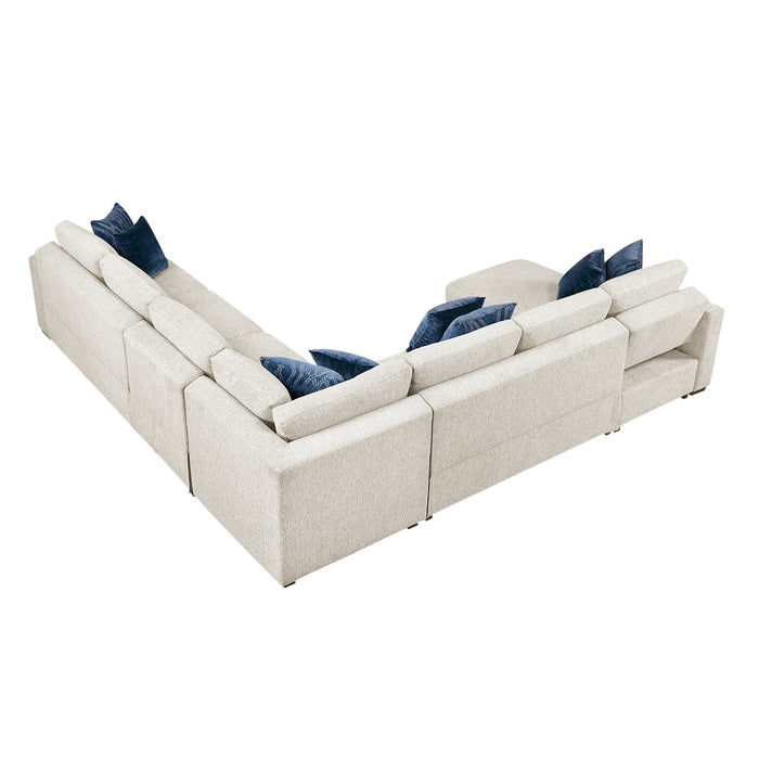 Homelegance - Isla 5 Piece Sectional with Convertible and Reversible Chaise, Hidden Storage, Click Motion Back in Beige - 8548BE*6VCCR22AACA - GreatFurnitureDeal