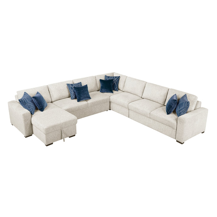 Homelegance - Isla 5 Piece Sectional with Convertible and Reversible Chaise, Hidden Storage, Click Motion Back in Beige - 8548BE*6VCCR22AACA - GreatFurnitureDeal