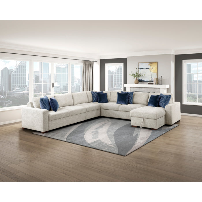 Homelegance - Isla 5 Piece Sectional with Convertible and Reversible Chaise, Hidden Storage, Click Motion Back in Beige - 8548BE*6VCCR22AACA - GreatFurnitureDeal