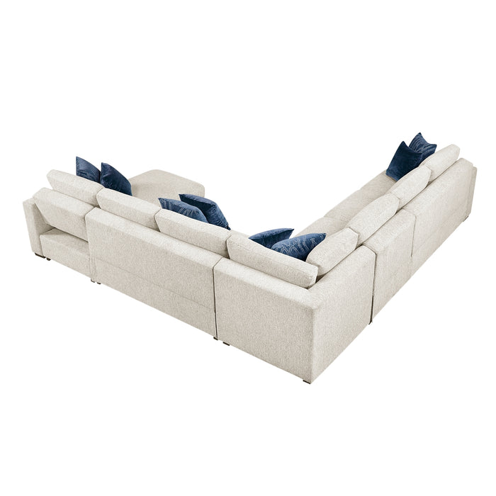 Homelegance - Isla 5 Piece Sectional with Convertible and Reversible Chaise, Hidden Storage, Click Motion Back in Beige - 8548BE*6VCCR22AACA - GreatFurnitureDeal