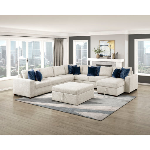 Homelegance - Isla 6 Piece Sectional with Reversible Chaise, Pull-out Bed, Hidden Storage and Ottoman in Beige - 8548BE*7VC2ACR2ACLACAOT - GreatFurnitureDeal