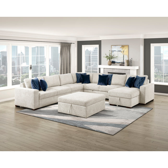 Homelegance - Isla 6 Piece Sectional with Reversible Chaise, Pull-out Bed, Hidden Storage and Ottoman in Beige - 8548BE*7VC2ACR2ACLACAOT - GreatFurnitureDeal