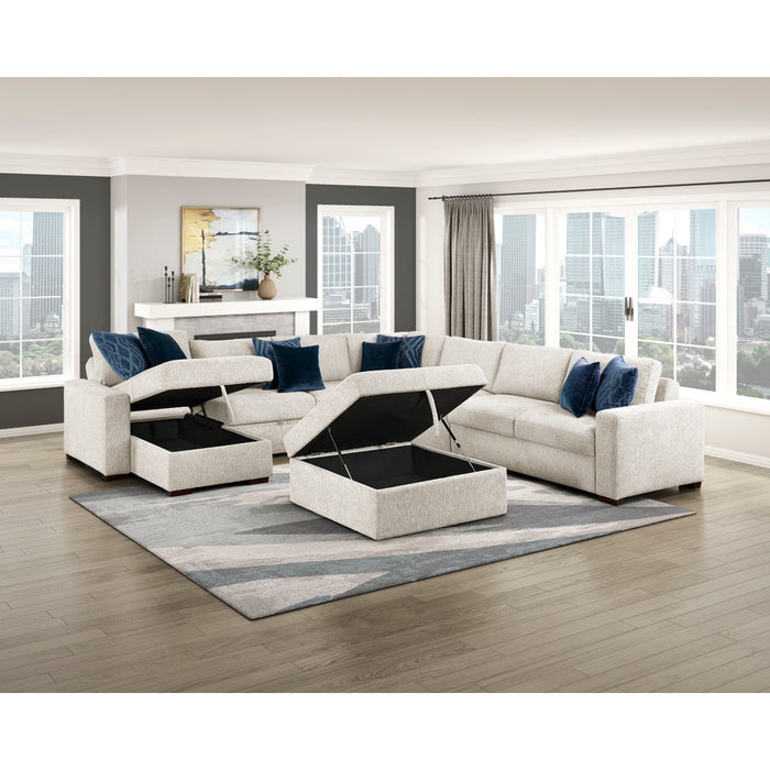 Homelegance - Isla 6 Piece Sectional with Reversible Chaise, Pull-out Bed, Hidden Storage and Ottoman in Beige - 8548BE*7VC2ACR2ACLACAOT - GreatFurnitureDeal