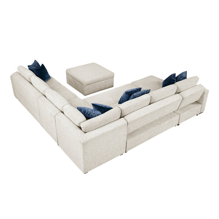 Homelegance - Isla 6 Piece Sectional with Reversible Chaise, Pull-out Bed, Hidden Storage and Ottoman in Beige - 8548BE*7VC2ACR2ACLACAOT - GreatFurnitureDeal