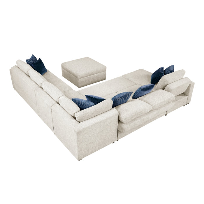 Homelegance - Isla 6 Piece Sectional with Reversible Chaise, Pull-out Bed, Hidden Storage and Ottoman in Beige - 8548BE*7VC2ACR2ACLACAOT - GreatFurnitureDeal