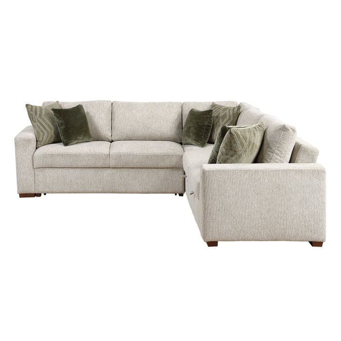 Homelegance - Isla 3 Piece Sectional with Pull-out Bed in Sage Sand - 8548*42ACLCR2AA - GreatFurnitureDeal