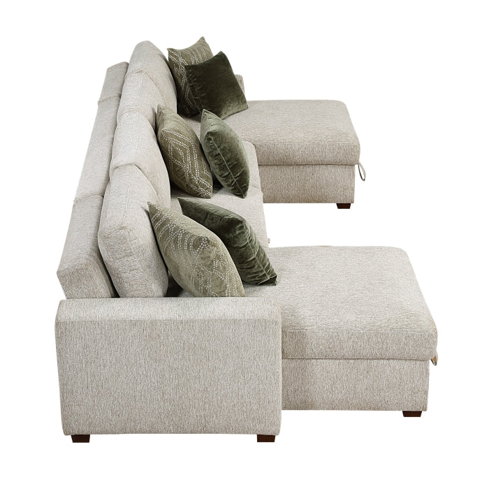 Homelegance - Isla 3 Piece Sectional with Reversible Chaises in Sage Sand - 8548*42VC2ACLA - GreatFurnitureDeal