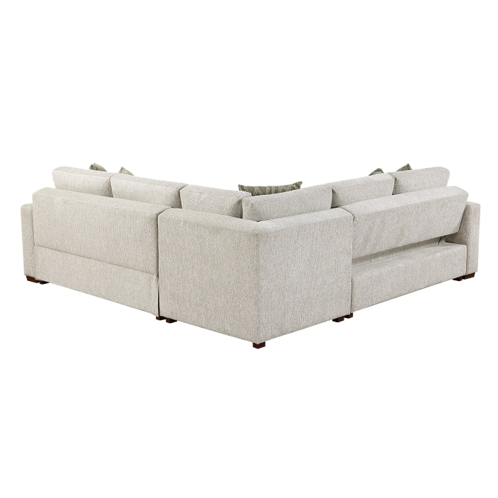 Homelegance - Isla 4 Piece Sectional with Pull-out Bed and Ottoman in Sage Sand - 8548*52ACLCR2AAOT - GreatFurnitureDeal