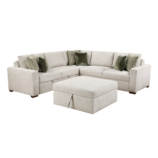 Homelegance - Isla 4 Piece Sectional with Pull-out Bed and Ottoman in Sage Sand - 8548*52ACLCR2AAOT - GreatFurnitureDeal
