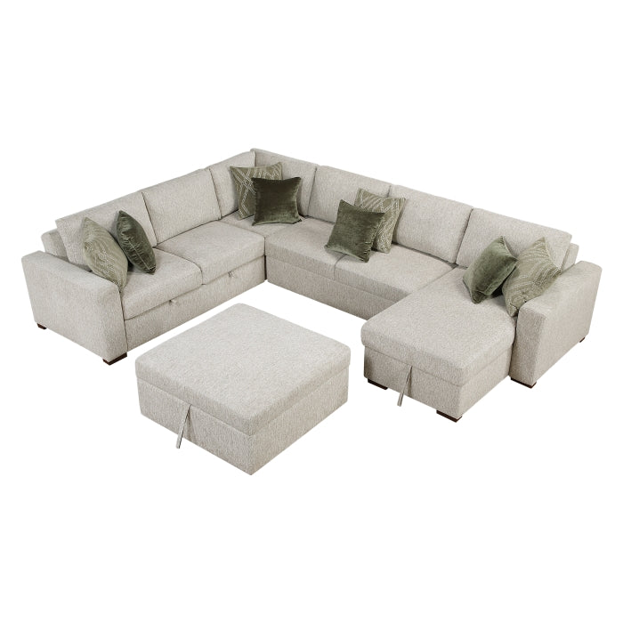 Homelegance - Isla 5 Piece Sectional with Reversible Chaise in Sage Sand - 8548*6VC2ACR2ACLAOT - GreatFurnitureDeal