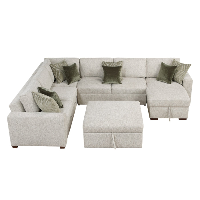Homelegance - Isla 5 Piece Sectional with Reversible Chaise in Sage Sand - 8548*6VC2ACR2ACLAOT - GreatFurnitureDeal