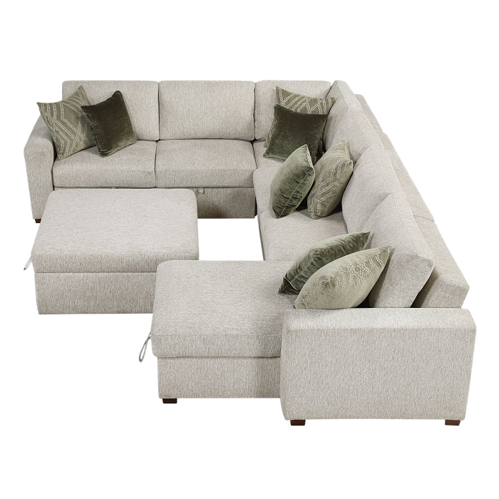 Homelegance - Isla 5 Piece Sectional with Reversible Chaise in Sage Sand - 8548*6VC2ACR2ACLAOT - GreatFurnitureDeal