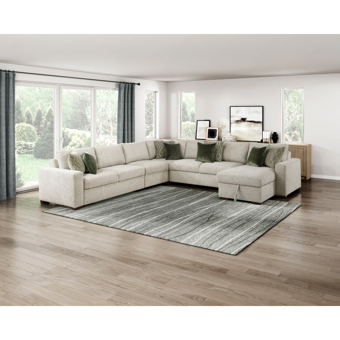 Homelegance - Isla Sectional with Convertible and Reversible Chaise in Sage Sand - 8548*6VCCR22AACA - GreatFurnitureDeal