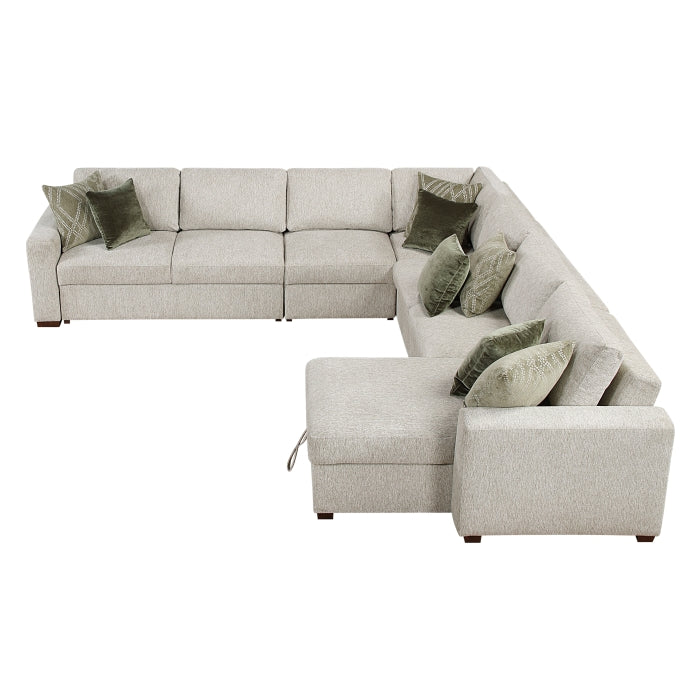 Homelegance - Isla Sectional with Convertible and Reversible Chaise in Sage Sand - 8548*6VCCR22AACA - GreatFurnitureDeal