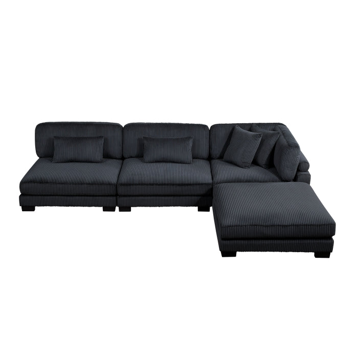 Homelegance - Traverse 4 Piece Modular Sectional with Ottoman in Black - 8555BK*2AC1CROT - GreatFurnitureDeal