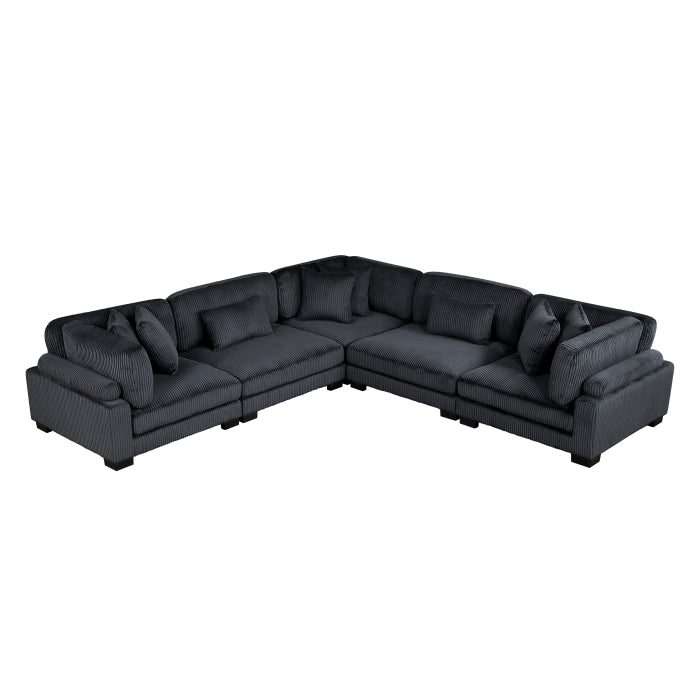 Homelegance - Traverse 5 Piece Modular Sectional in Black - 8555BK*2AC3CR - GreatFurnitureDeal