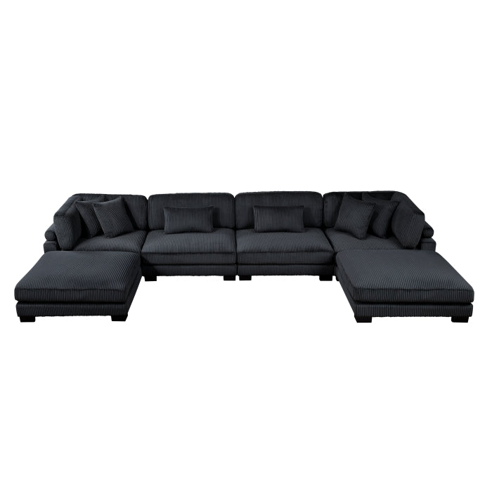 Homelegance - Traverse 6 Piece Modular Sectional with Ottomans in Black - 8555BK*2CR2AC2OT - GreatFurnitureDeal