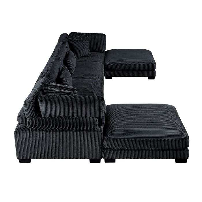 Homelegance - Traverse 6 Piece Modular Sectional with Ottomans in Black - 8555BK*2CR2AC2OT - GreatFurnitureDeal