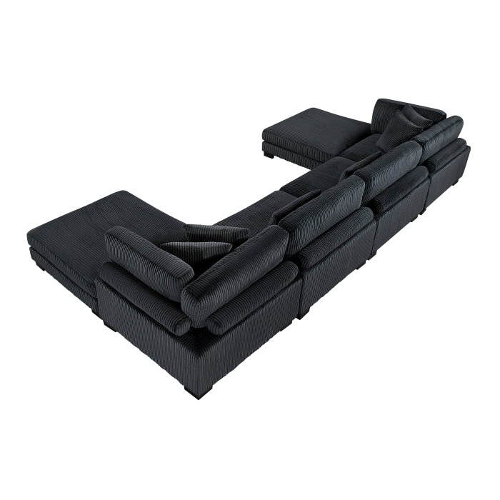 Homelegance - Traverse 6 Piece Modular Sectional with Ottomans in Black - 8555BK*2CR2AC2OT - GreatFurnitureDeal