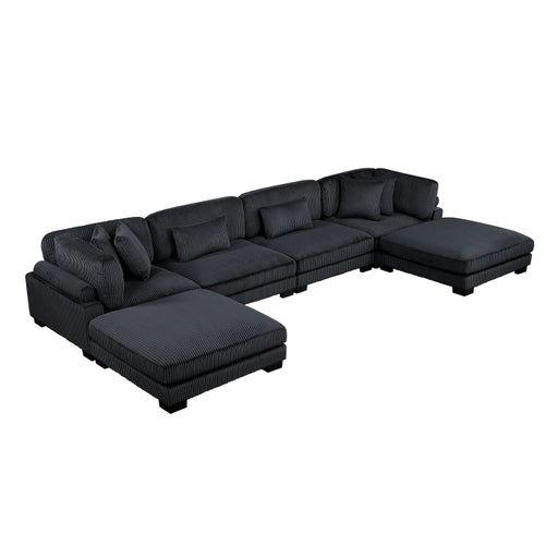 Homelegance - Traverse 6 Piece Modular Sectional with Ottomans in Black - 8555BK*2CR2AC2OT - GreatFurnitureDeal