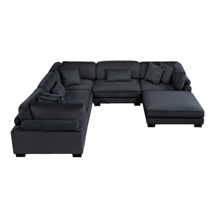 Homelegance - Traverse 6-Piece Modular Sectional with Ottoman in Black - 8555BK*3CR2ACOT - GreatFurnitureDeal