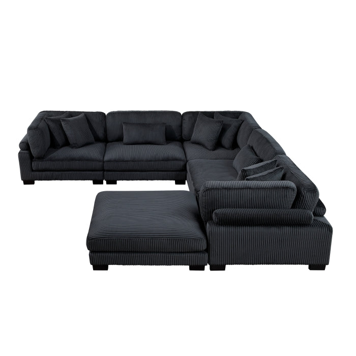 Homelegance - Traverse 6-Piece Modular Sectional with Ottoman in Black - 8555BK*3CR2ACOT - GreatFurnitureDeal