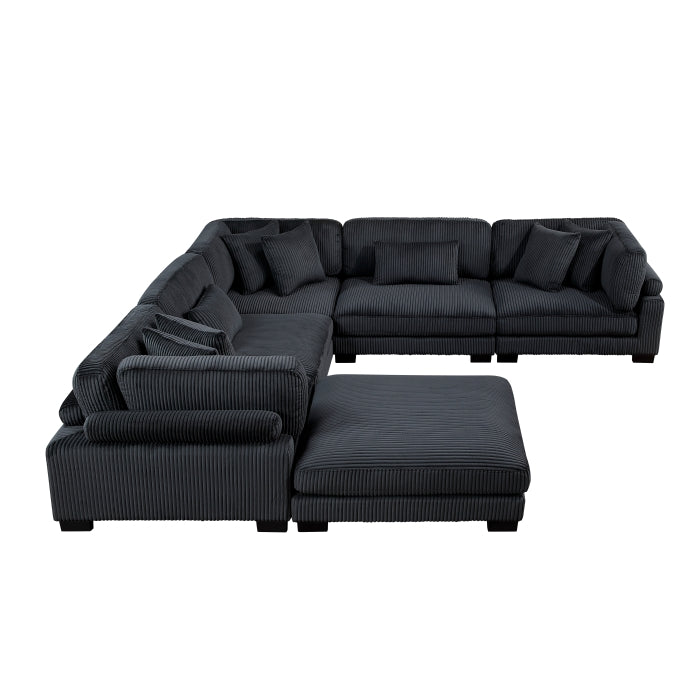 Homelegance - Traverse 6-Piece Modular Sectional with Ottoman in Black - 8555BK*3CR2ACOT - GreatFurnitureDeal