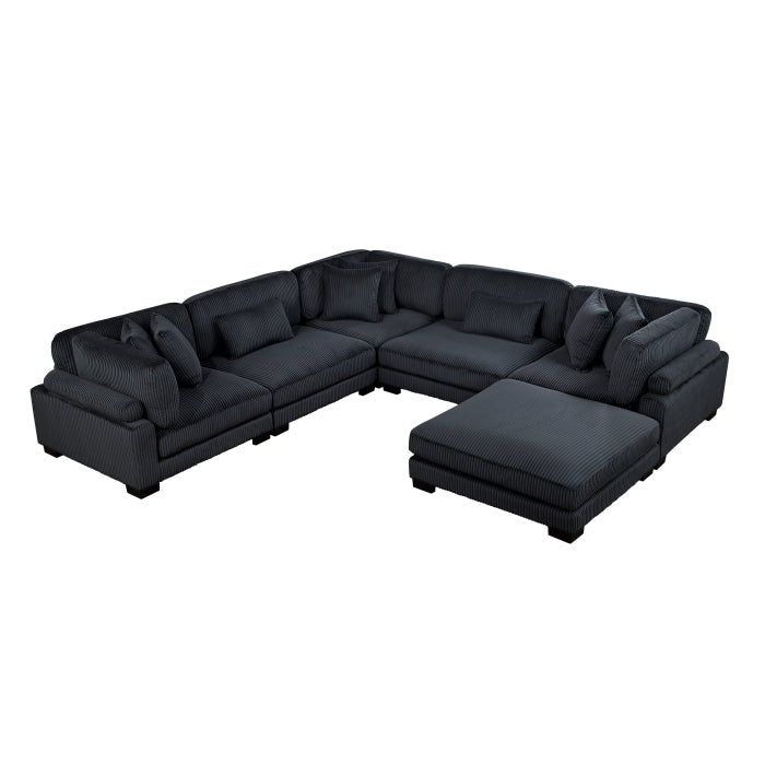 Homelegance - Traverse 6-Piece Modular Sectional with Ottoman in Black - 8555BK*3CR2ACOT - GreatFurnitureDeal