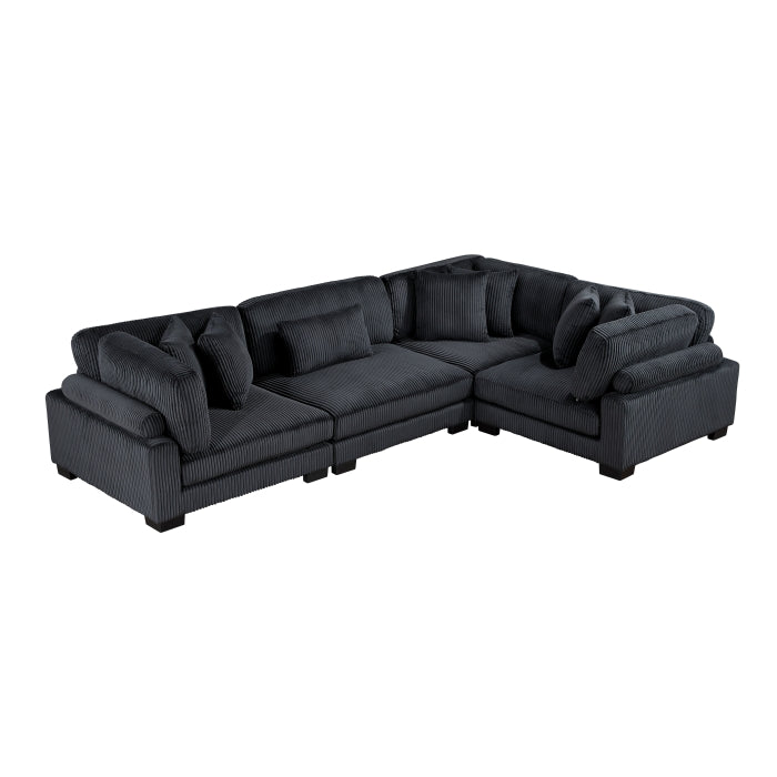 Homelegance - Traverse 4 Piece Modular Sectional in Black - 8555BK*3CRAC - GreatFurnitureDeal