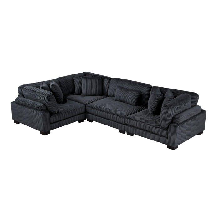 Homelegance - Traverse 4 Piece Modular Sectional in Black - 8555BK*3CRAC - GreatFurnitureDeal