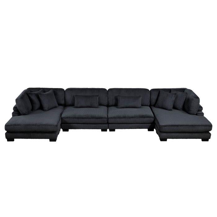 Homelegance - Traverse 4 Piece Modular Sectional with Reversible Chaise in Black - 8555BK*2AC2VC - GreatFurnitureDeal